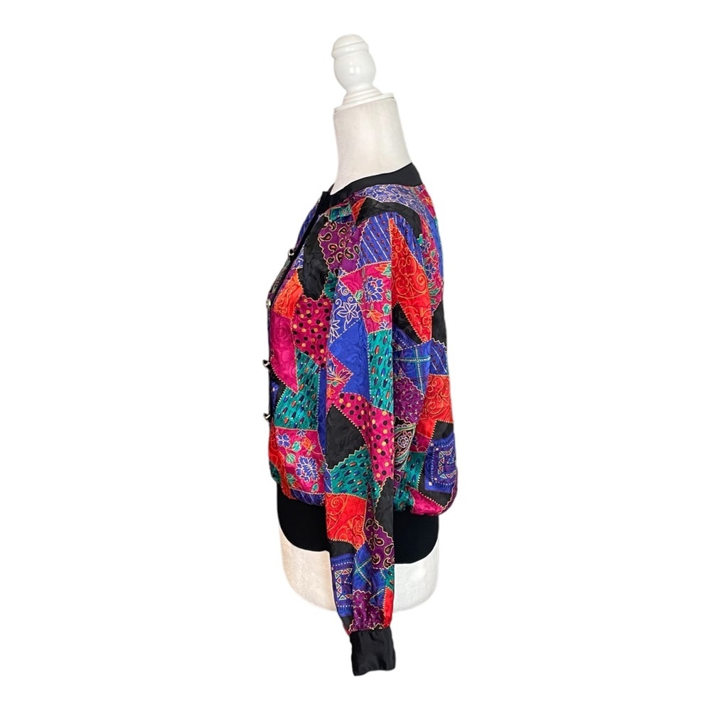 Vintage Notations Patchwork Print Pullover Button… - image 4